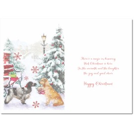 doodlecards Mother Christmas Card Two Dogs in Snow Medium Size Christmas Card for Mother with Plain Envelope