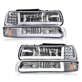 ANDPLAY LED DRL Headlights Compatible with 00-06 Tahoe Suburban 1500 2500/1999-2002 Chevy Silverado/2001-2002 Silverado 1500HD 2500HD,bumper Headlamp,2Pcs Amber (Left+Right)