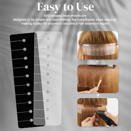 GlamorDove Keratin Extension Tool Heat Shield Guards Multi Hole Shield Spacers Protector Heat Protector Shield for Pre-bonded Extensions K-Tip Extensions Long Rectangle Multi Hole Hair Extension Tools