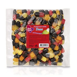 Red Band Fruchtgummi Lakritz Duos - 1er Pack (1 x 500 g Beutel) - Fruchtgummi und Lakritzgeschmack - Eine Power-Genuss-Kombi mit Vielfalt und Abwechslung - Holländische Qualität
