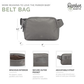 Parker Baby Diaper Belt Bag - Portable Fanny Pack Diaper Bag, Crossbody Bag for Moms - "Birch Belt Bag" - Gray