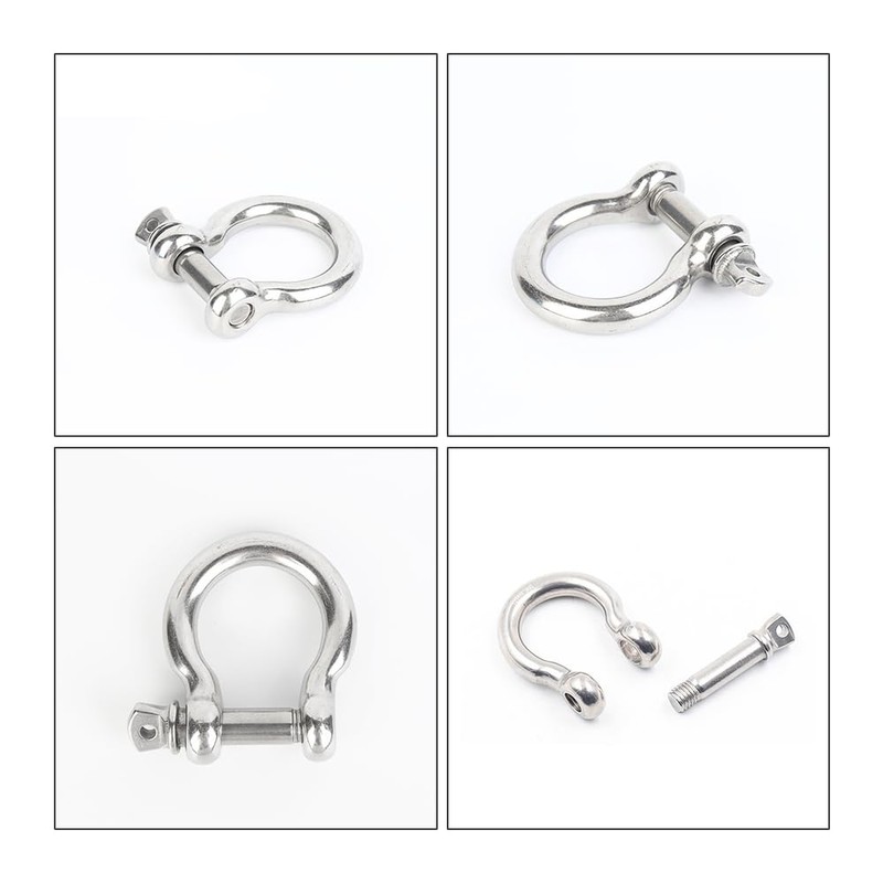 Mikankawa Bow Shackle 304 Stainless Steel 160KG Break Strength Screwed