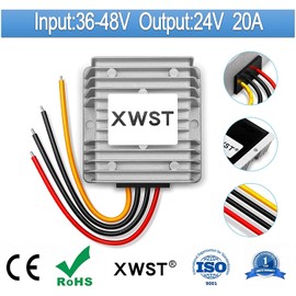 XWST DC DC 36V 48V to 24V Voltage Regulator 20A 480W Inverter 20-60V to 24V Step-Down Transformer Adapter for LED Car
