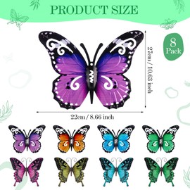 Tandefio 8 Pcs Metal Wall Decor Wall Art Hanging Decorations Outdoor Indoor Sculptures for Garden Fence Pool Home Porch (Butterfly)