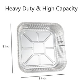 Waytiffer - Paquete de 20 moldes cuadrados de 8 x 8 pulgadas con tapas de cúpula de plástico, latas de papel de aluminio desechables, sartenes resistentes para asar, latas de cocina, sartenes caseras para horno