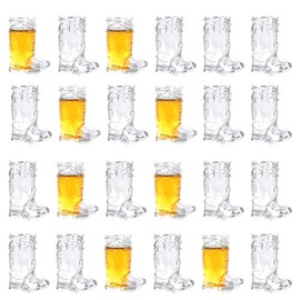 YAXINRUI Cowboy Boot Shot Glasses - 24 Pcs 1 Oz Mini Plastic Boot Cups for Theme Parties, Bachelorette Party Supplies, Wedding and Birthday Decorations