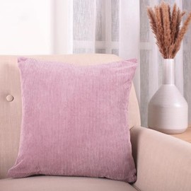 Fusion - Mauve Soft Large Cushion (55 x 55cm) - Filling Included - Large Corduroy Cushion in Mauve Purple - for Living Room & Bedroom - Mauve Cushion with Cover Included/Cushion Insert