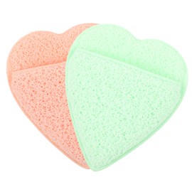 SAFIGLE 2Pcs Facial Exfoliating Sponges Gentle Cleansing Pads for Smooth Complexion Makeup Removal Pore Cleansing for Daily Skin Care Routine Heart Heart