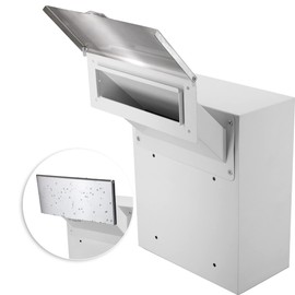 Pochar Through-the-Wall Drop Box with Rainproof Cover | Heavy Duty Through Wall Mailbox with 10-Inch Adjustable Chute | Rainproof Locking Drop Safe for Mail, Rent, Checks, Cash, and Keys(White)