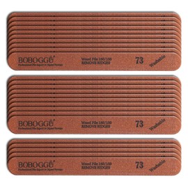 BOBOGGU 73 Korean Professional Wooden Nail Files 25PCS Double Sided Emery Board (150/150 Grit) Reusable Washable Durable Suitable for All Kind of Nails, Brown Color