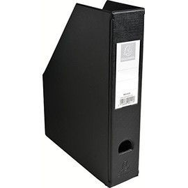 Exacompta - Ref 90151E - PVC Magazine File - Suitable for Storing A4 Documents,70mm Spine, Construction from 2mm Rigid PVC, Finger Hole & Label on Spine -Black