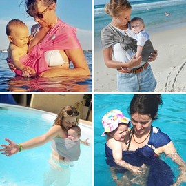 vrbabies Water Ring Sling Baby Carrier, Adjustable Lightweight Breathable Newborn Carrier Sling for Summer, Swimming, Pool, Beach, Front Chest Mesh Infant Wrap Carrier for Baby Gift (Dark Blue)