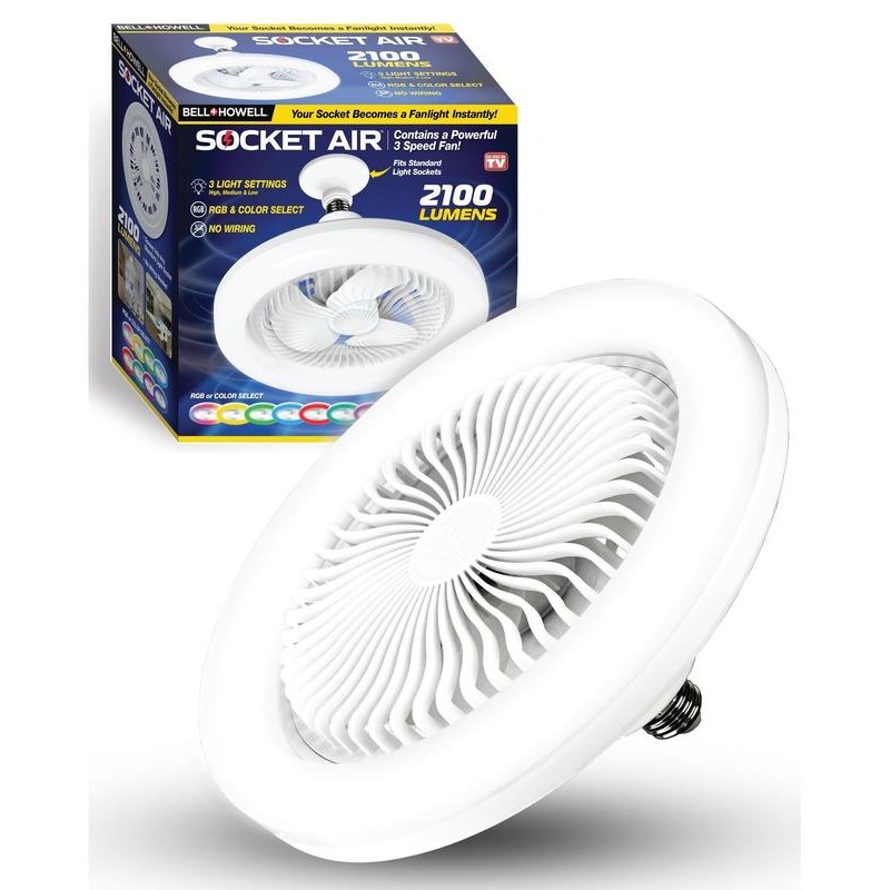 Bell+Howell Socket Air - Light Socket Fan Light with RGB