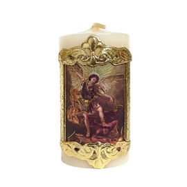 St Michael Archangel Cirio Paschal Candle Prayer San Miguel Arcangel Vela 3" x 1.75" Cirio Pascual