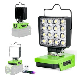 Fiihio Portable LED Work Light Compatible with Greenworks 40V Battery, 48W 4200LM Cordless Flood Light with USB & Type-C Ports, Low Voltage Protection, for Job Site Lighting, Camping (No Battery)
