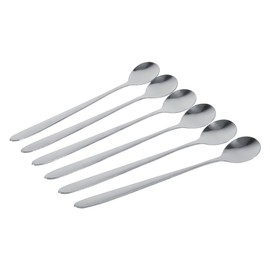 Cuchara de Acero Inoxidable con Mango Largo de 6 uds., Cuchara para café con Leche, Helado, Sundae, Cuchara para Sopa, Cuchara de Metal Duradera para el Hogar