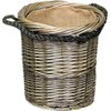 Red Hamper Small Antique Wash Round Rope Handled Log Basket,