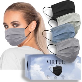 VIRTUE CODE Priority Face Masks - Soft 3 Ply Comfort Face Masks, Colorful Disposable Face Mask 50 Pack. Storm Colored Masks. Adults Mens and Womens Disposable Face Masks