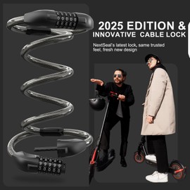NextSeal Electric Scooter Lock, Bike Lock with 5-Digit Combination, 12MM Dual Cable Locks, Security 41.3 inch Feet Bicycle Lock Anti Theft for Scooter, Bicycle, E-Bike, Electric Scooter Accessories