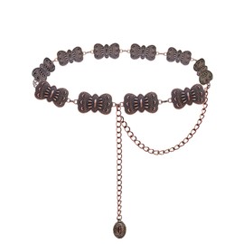 TOPACC Bronze Western Chain Belts for Women Butterfly Concho Metal Cowgirl Belt for Dresses Jeans Country Concert Outfit