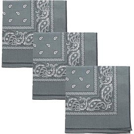 AAMERA Pack of 3 mens bandana scarf bandana scarf bandana headband mens XL Montana Paisley (Grey)