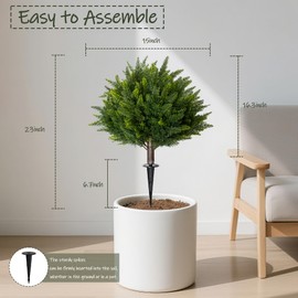 BCBLF Faux Boxwood Balls for Outdoor Planters Topiary, Artificial Plants Outdoor, Artificial Boxwood Topiary, Spike Set of 2