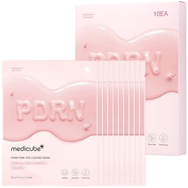 medicube Salmon DNA PDRN Pink Vita Coating Sheet Mask 10EA - Korean sheet mask for glass skin - Luxurious Home care Mask for Hydration, Firming, and B