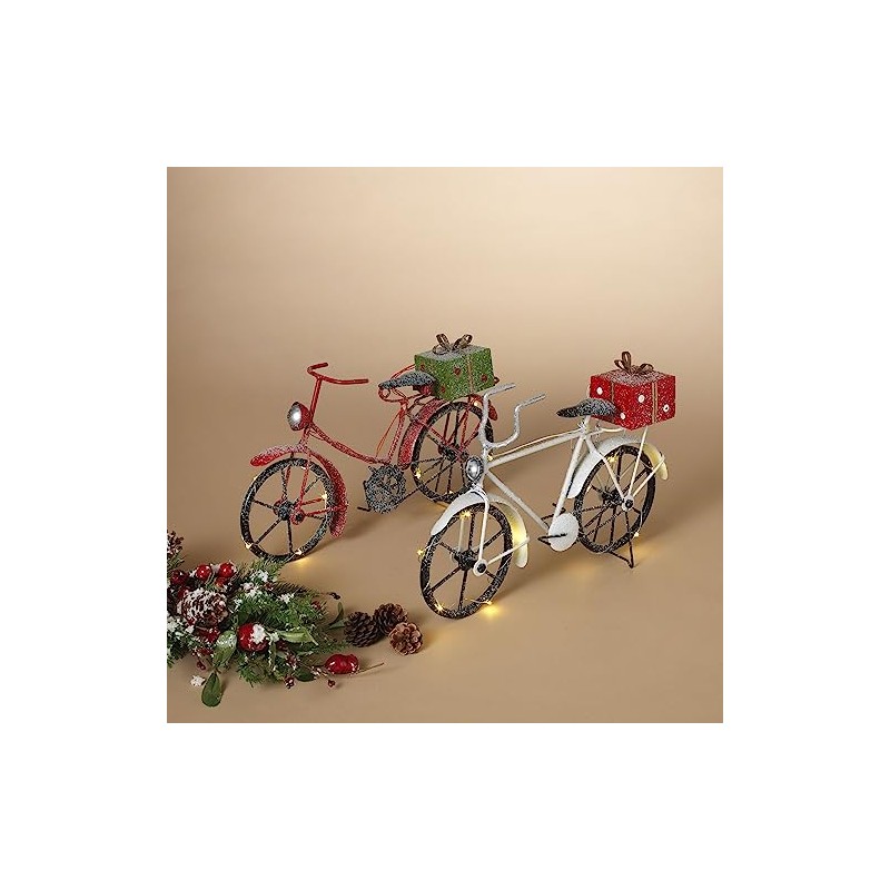 Gerson Company 15.3" L B/O Lighted Holiday Metal Bike, 2