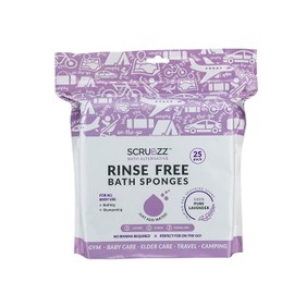 Scrubzz Disposable No Rinse Bathing/Shower Wipes - 100%  LAVENDER  25pk