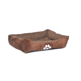 long rich Reversible Rectangle Pet Bed with Dog Paw Printing Medium, New Coffee, by Happycare Textiles