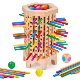 Whimsiplay Montessori Game Wooden Board Game, 36 Colorful Wooden Sticks Dice Game, Math ...