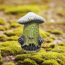 shenruifa Mushroom Ornament with Scary Eyes, Cute Mushroom Decor Outdoor Miniature Garden Statues Resin Figurine Patio Yard Decoration Micro Garden Accessories