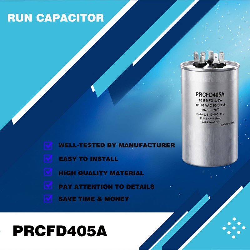Uryazm 40+5 uf MFD 370/440 VAC Dual Run Round Capacitor,