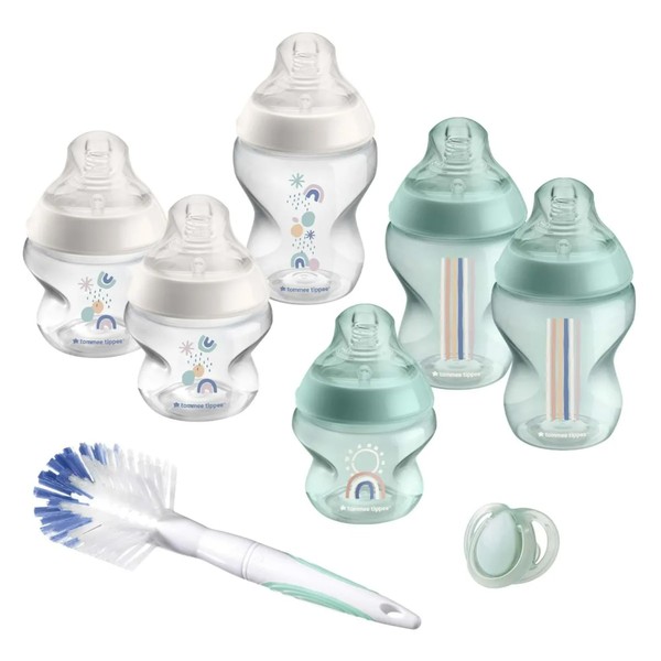 Tommee Tippee Closer to Nature Anti-Colic Baby Bottle Starter Set, 150ml and 260ml Bottles, Slow-Flow Breast-Like Teats for a Natural Latch, Anti-Colic Valve, Pack of 6