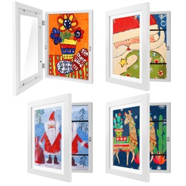 HEPFLANZE 4 Pack Kids Artwork Frames Changeable 8.5 x 11 Inch Children Art Projects Kids Art Frames Front Opening Picture Display Frame, White