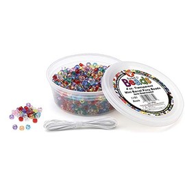 Hygloss Products Mini Barrel Pony Beads, 4 Oz, 1,150 Pcs, Transparent
