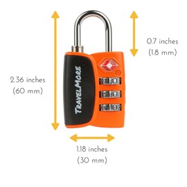 TravelMore 2er-Pack Open Alert Indikator TSA-Approved Gepäckschloss 3-stellig für Reise, Koffer & Gepäck (Orange)