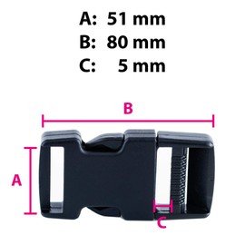 Sunmondo Buckles Buckle, Plastic Click Closure, Clip Closure, Buckle, Replacement Buckle, Buckle for Backpack, Clip Fasteners for Backpack (2, 50 mm), black