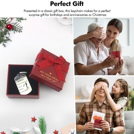 poeland Keychain Gift Set - Gift Box Packing, Father's Day Gift for Dad, Stainless Steel Key Ring from Daughter (Sliver)