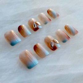 [GLORS] Purely Handmade Short Press On Nails | Adorable Bunny Decal Set for Short Fake False Nails | Salson Quality Diamond Press on Nails in short square (S, SS)