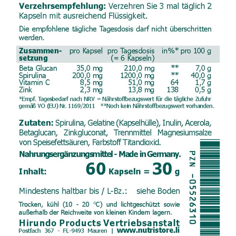 The Nutri Store Beta-Glucan Plus Capsules, Pack of 60 Capsules