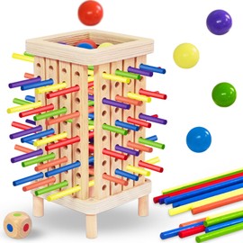YY-JUNYING Montessori Toy from 3 4 5 6 Years - Skill Game & Educational Game Made of Wood with Colourful Sticks, Wooden Toy Educational Valuable - Gift Boys Girls from 3 Years