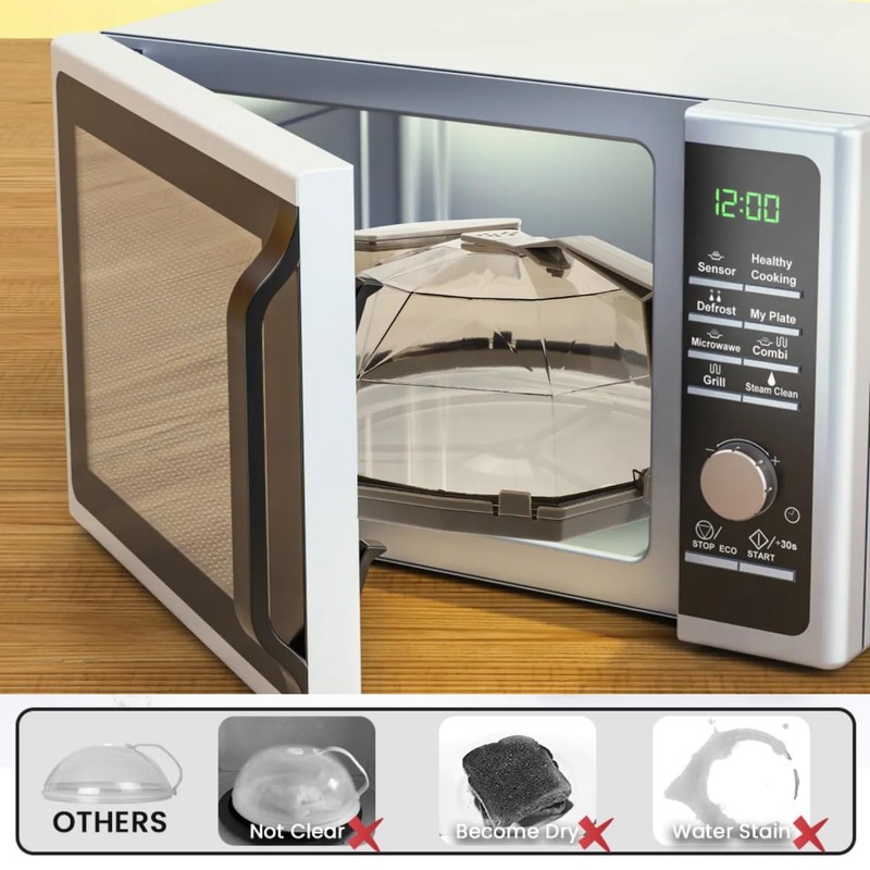 Microwave Splatter Cover with Anti-Scald Bowl Holder Clips – 10