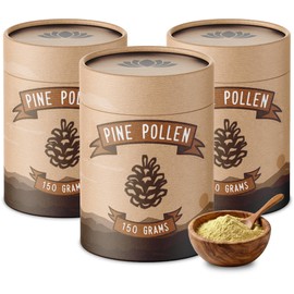 Semveta Pine Pollen Powder (450g) - Wild Harvested Pine Pollen - 100% Natural Vitality Tonic and Tea - Cell Wall Broken Pine Pollen - for Energy & Vitality - 3x150