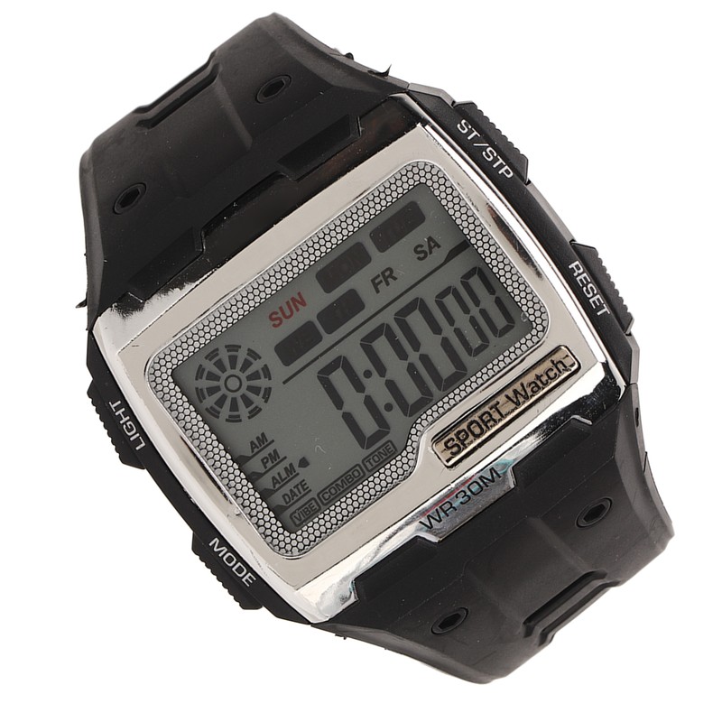 Men Digital Sports Watch WR30M Waterproof Day Date Display Electronic