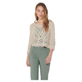 JdY Women's Crochet V-Neck Shirt, Tapioca