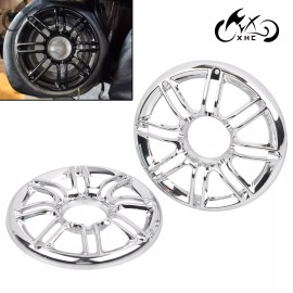 Unbranded Chrome 3D Rear Speaker Trim Grill Cover For Harley Electra Glide Ultra Classic