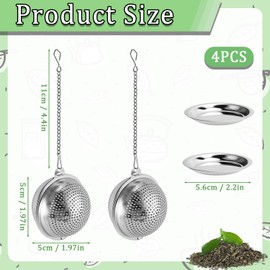 Pack of 2 Premium Tea Infusers for Loose Tea - Stainless Steel Tea Strainer with Fine Filter, Tea Infuser Ball & Tea Strainer for Loose Leaf Tea, Dishwasher Safe with 11 cm Stainless Steel Chain