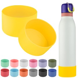 2pcs Silicone Boot for Owala FreeSip Twist Water Bottle 24oz,Applicable Anti-Slip Protective Sleeve for Owala FreeSip Twist,Anti-Slip Bottom Protective for Owala FreeSip Twist (Yellow)