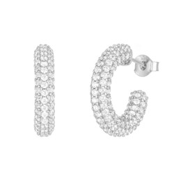 Brandlinger ® Statement Earrings. Chunky Hoop Earrings. Women's Jewellery 18 Carat (Silver and Gold) Gold-Plated for Women and Girls. Diameter of the Hoop Earrings 20 mm., Brass, Cubic Zirconia